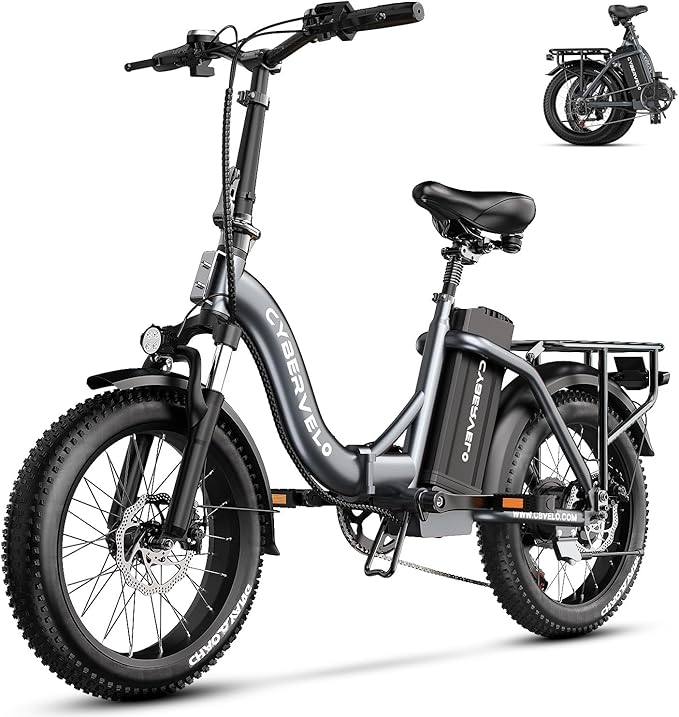 1000W Folding Electric Bike, 48V 20AH Large Removable Battery E Bike, 30+MPH, 80 Miles Max Range, 20" Fat Tire Electric Bike for Adults, Adult Electric Bicycles for Long