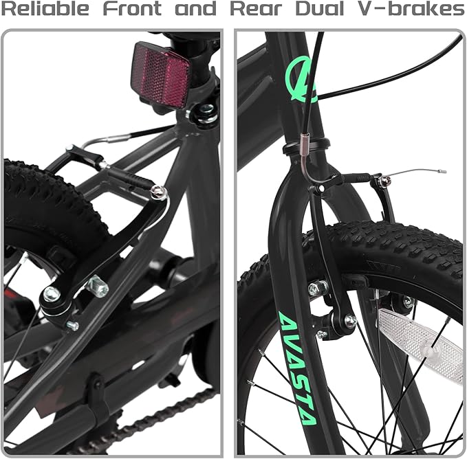 AVASTA Bilbo 18 20 24 Inch Kids Bike for Boys Girls 5-14 Years Old, Retro Style High Carbon Steel Bicycle with Adjustable Handlebars and Seat, Dual V-Brakes, Kickstand, Multiple Colors