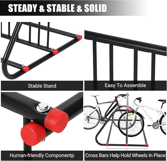 10 Holders Floor Bike Rack,Large Outdoor Bike Rack Commercial,Metal Bicycle Parking Rack Stand Outdoor,Steel Grid Bike Rack Heavy Duty for Garages, Stores, Schools (Double Side