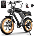 MOVCAN V30 Series Electric Bike for Adults, 3000W/1500W/1000W Motor, 20" Fat Tire Ebike, 37.5MPH/32MPH/28MPH, 120/70Miles, 48V 40Ah/31.2/15.6Ah Dual Battery Motorcycle Ebike for Commuting/Off-roading
