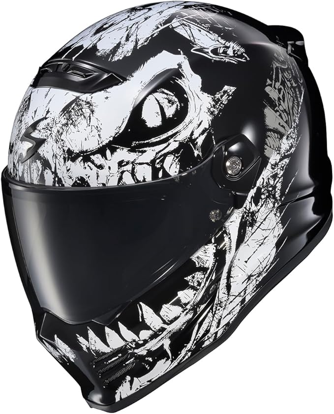 ScorpionEXO Covert FX Full Face Adult Motorcycle Helmet Street Fighter Style - Bluetooth Ready Speaker Pockets DOT ECE Caiman (Gloss Black - 2X-Large)