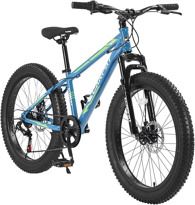 20/24/26 Inch Fat Tire Mountain Bike Variable Speed Dual Disc Brake Kids Adult Free Return