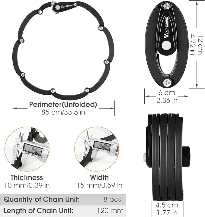 Bike Locks Heavy Duty Anti Theft Bicycle Lock Folding 4-Digit Level 6, Security Chain FoldyLock with Bracket, 2.8 FT Strong Foldable Lock