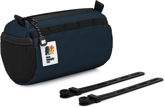 Handlebar Bike Bag – Water-Resistant Hard Shell with Quick-Access Zipper, Side Mesh Pockets, and Spacious Storage – Ideal for Cycling, Commuting, and Adventure Rides (Navy Blue)