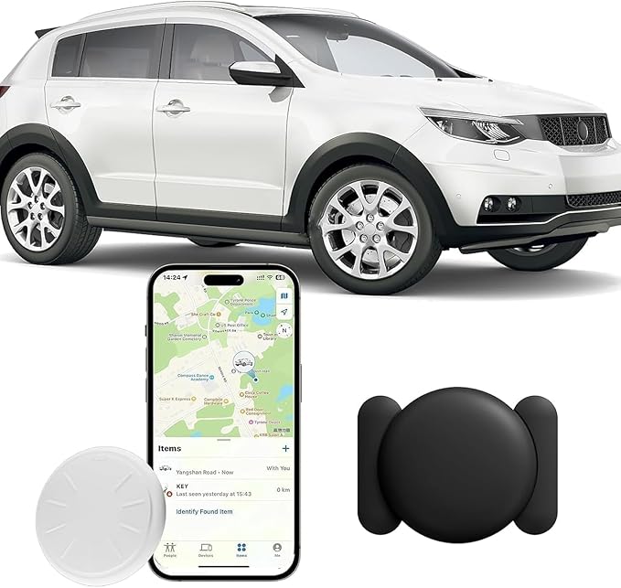 Mini GPS Tracker for Vehicles No Monthly Fee Magnetic GPS Tracker Full USA Coverage Hidden Car Locator Works with Apple Find My(iOS Only) with Magnetic Waterproof Case.