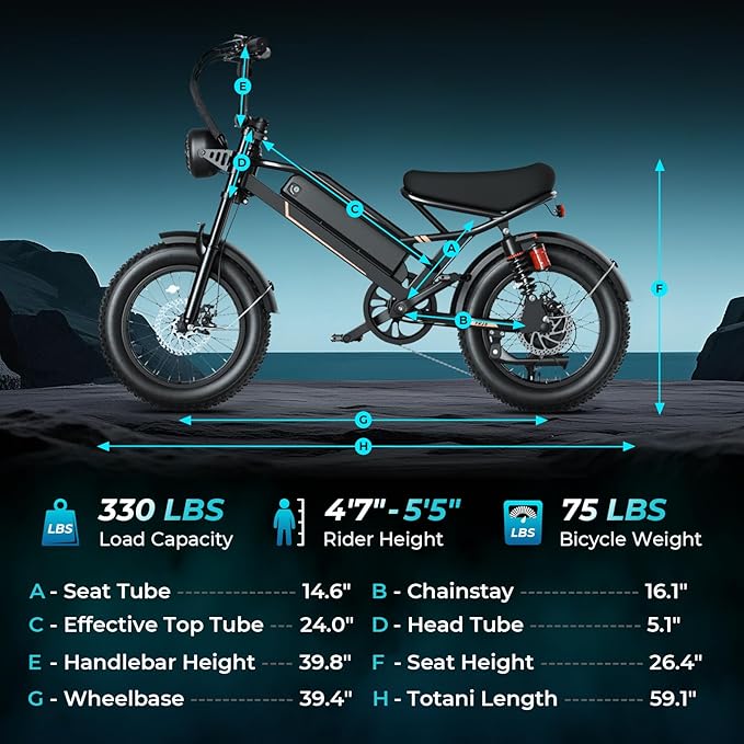Jasion 3000W/2000W Electric Bike for Adults Teens,Electric Dirt Ebike 80/55 Miles Range,Moped Style E Bike 32/28MPH,20"/16"*4 Fat Tire Off Road Bike with Cruise Control,Dual Suspension E Motorcycle