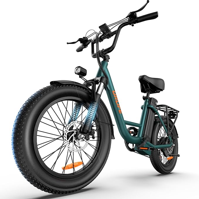 URLIFE 20"*3.0 Fat Tire Electric Bike for Adults, 28MPH 48V, 80-Mile, 7-Speed & Suspension, Adjustable Seat for Adults and Teens, UL 2849