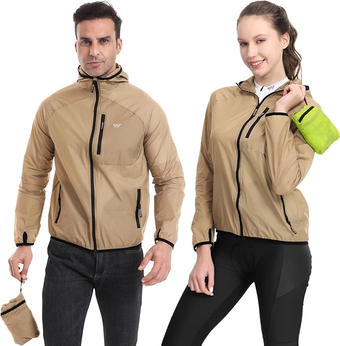 Wulibike Windbreaker Jacket Women Lightweight Rain Jacket Packable Reflective Hooded For Cycling,Hiking Outdoor Sports