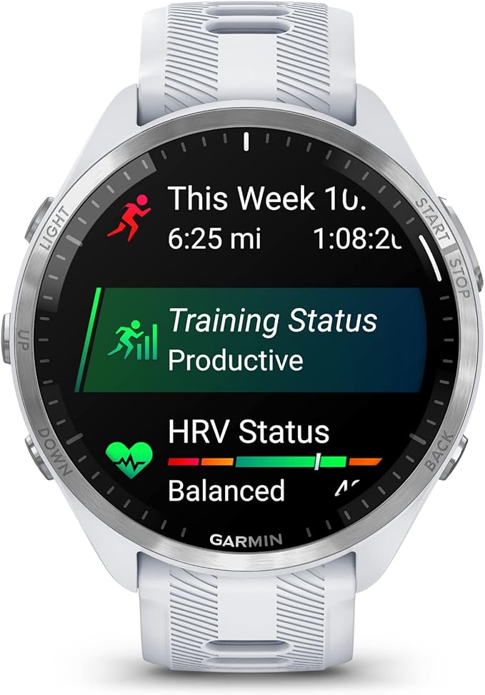 Garmin Forerunner 965 Advanced GPS Multisport Touchscreen Smartwatch, Whitestone | Heart Rate Monitor, Training Stats, On-Device Workouts, Up to 13 Day Battery Life w/Signature Series Gift Bundle