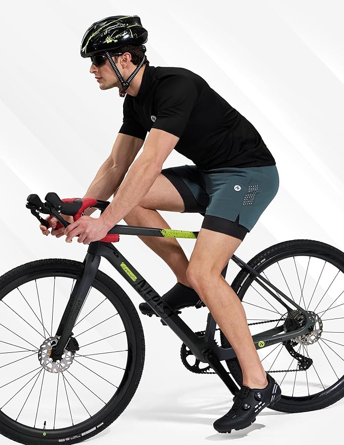 Nepest Men's Mountain Bike Shorts 4D Padded Cycling Bicycle Biker Riding Loose-fit Gel Padding MTB Shorts Zipper Pockets