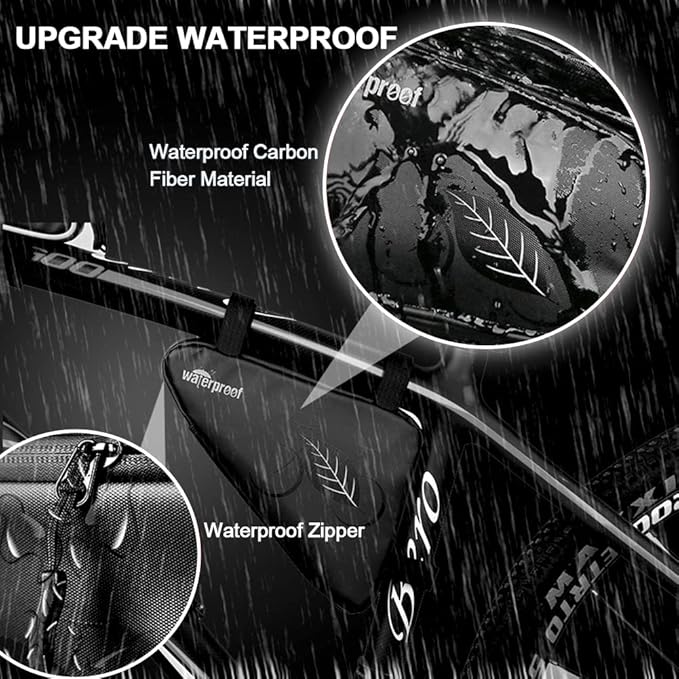 NDakter Bike Bicycle Frame Storage Bag, 2L Waterproof Bicycles Triangle Pouch, Cycling Pack for Phone, Wallet, Keys, Tools, Accessories, Bikes Front Tube Bag for Mountain Road Bike, MTB