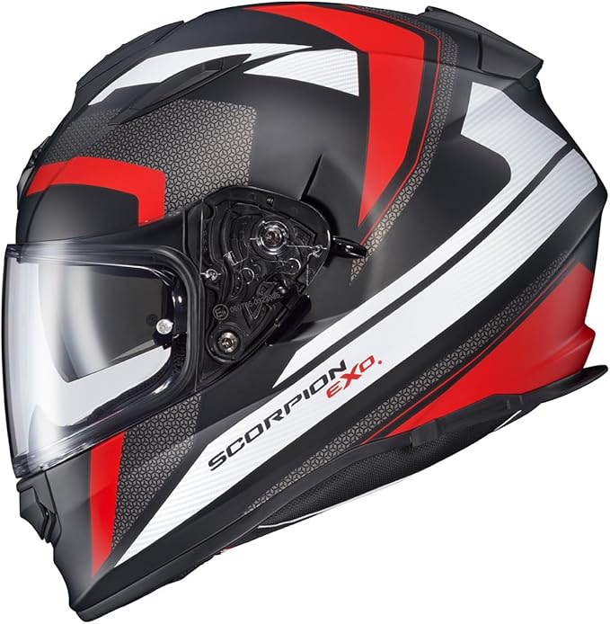 ScorpionEXO Ryzer Full Face Motorcycle Helmet with Pinlock Ready Shield with Integrated Speaker Pockets DOT ECE Approved Evolution (Red - 2X-Large)