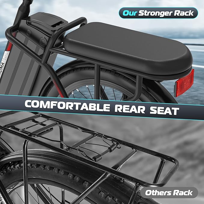 Caroma Peak 500W/800W/1200W Electric Scooter with Seat, 20" Fat Tire Electric Bike with 48V Removable Battery, Up to 30Miles & 20MPH, Adult Scooter for Commuting with Basket&Adjustable Seat
