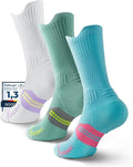 Womens Coolmax Bamboo Viscose Compression Running Crew Socks, Moisture-Wicking Anti-Blister Hiking&Gym Athletic