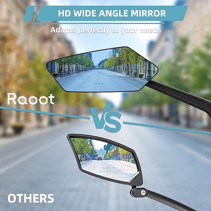 Handlebar Bike Mirror | Blu-ray Scratch Resistant Glass Lens | Bicycle Rear View Mirrors for Ebike | eBike Accessories