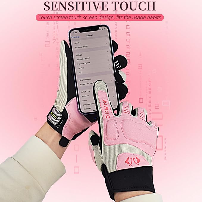 Summer Breathable Pink Motorcycle Gloves for Women,Touchscreen Motorbike Gloves Anti-Slip for Lady,MX ATV MTB Cycling, Road Racing Biker Glove