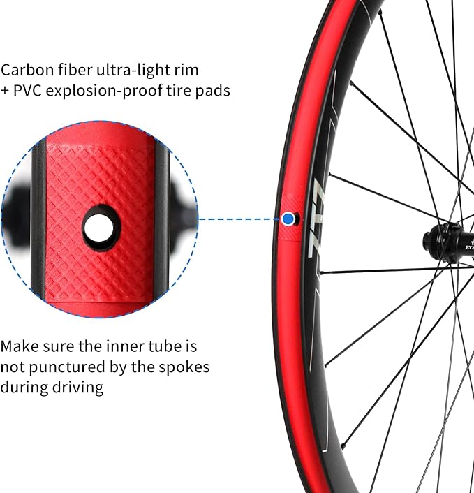 ZTZ 700C Carbon Road Bike Wheelset, Ultralight 37/46mm Disc Brake Bike Wheels,Front & Rear 24H High-Strength 700c Clincher Rims, Compatible with 8-11 Speed Cassettes
