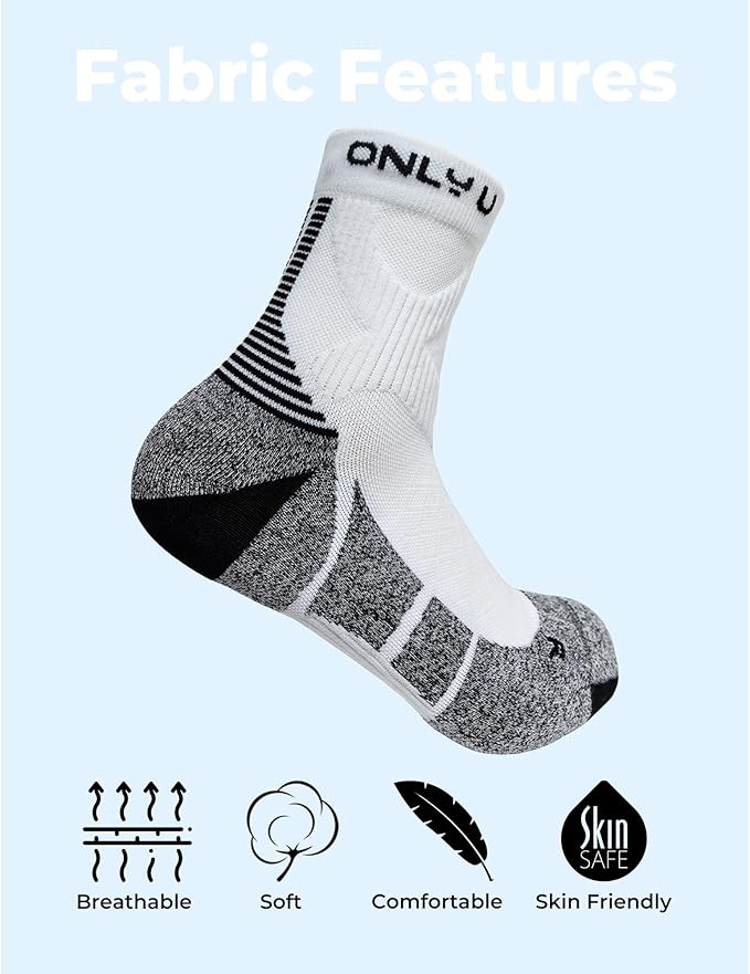only U Quarter Running Socks – Premium Performance Moisture-Wicking Athletic Socks with Cushioned Anti-Blister Arch Support