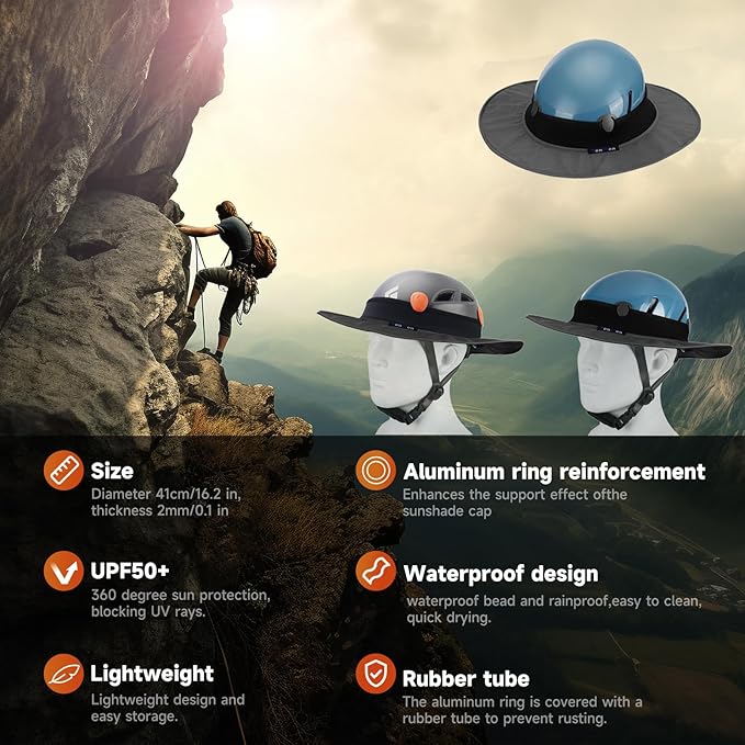 Tontron Climbing Helmet Visor,Helmet Brim,Helmet Sunshade,Safety Helmets Sun Hat.Suit for Climbing, Hiking,Rappelling,High-Altitude Worker, Construction Worker, Rescue Team