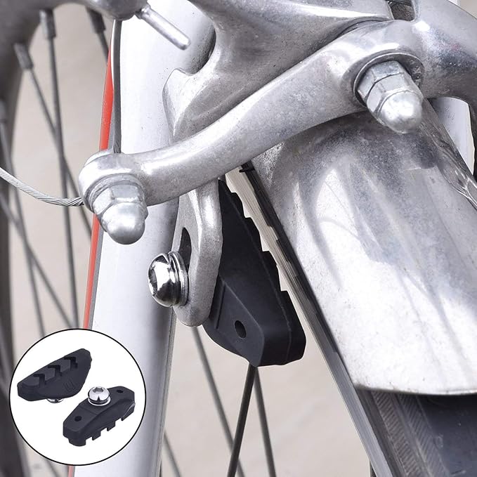 Pangda 4 Pairs Road Bike Brake Pads Bike 50 mm with Professional Installation Tool Caliper Brake Blocks Nut and Spacer for Road Bicycle