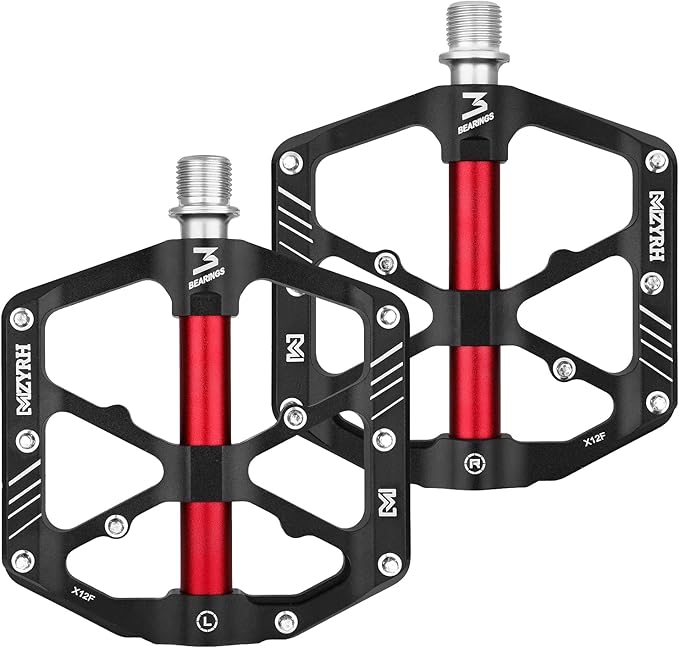 MZYRH 3 Bearings Mountain Bike Platform Pedals - Flat Alloy 9/16" Non-Slip Bicycle Pedals