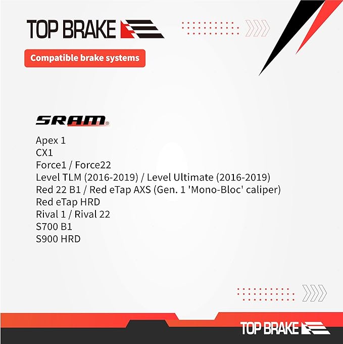 TOP BRAKE Disc Bike Brake Pads Compatible with AVID SRAM Level TLM/Ultimate/Force 22/Force 1/Red eTap HRD/Rival 1/Rival 22/S700 B1/S900 HRD