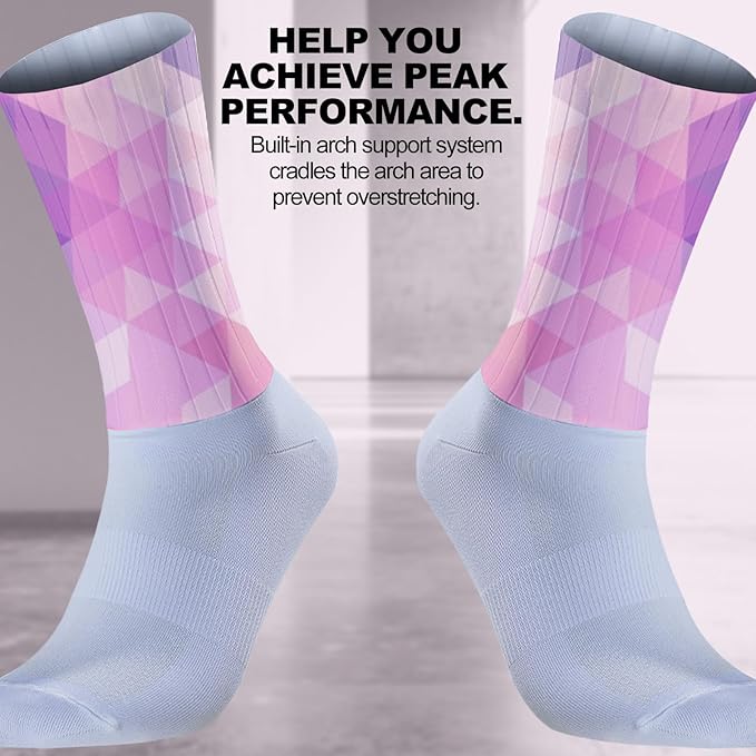 Cycling Socks Athletic Crew Socks Breathable Cushioned Compression Running Hiking Socks For Mens Womens