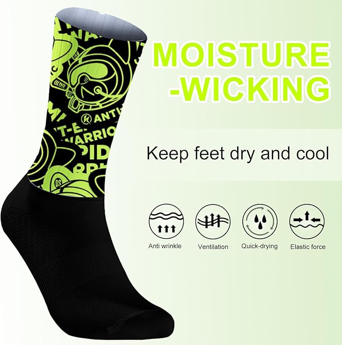 Cycling Socks Athletic Crew Socks Breathable Cushioned Compression Running Hiking Socks For Mens Womens