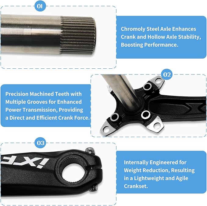 ZTZ Mountain Bike 170mm Crankset with 104 BCD 32/34/36/38T Chainring, Aluminum Alloy MTB Crank Narrow Wide CNC Round Chainring Bolts Fit for Mountain Bike, Road Bike Crank