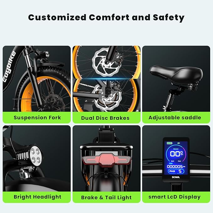 Folding Electric Bike for Adults and Seniors, 1000W Motor 48V 20AH Battery 30MPH 80 Miles, 20" Fat Tire All Terrain Ebike, 7-Speed Commuter E Bike, Step-Thru Electric Bicycle for Women and Teens