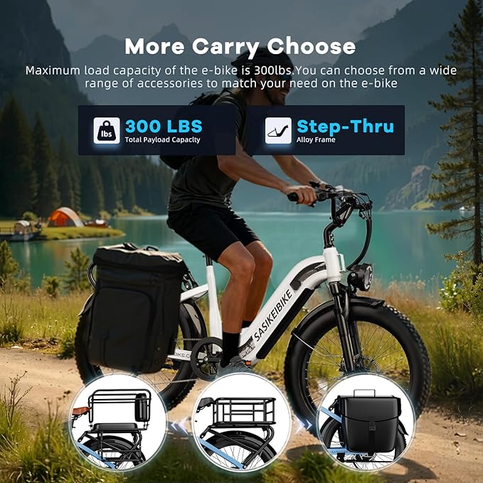 1500W Motor Electric Bike for Adults & Teenager, 48V 20AH Removable Battery Ebike, 24inch Fat Tire Electric Bicycle with 30+MPH, Step-Thru E Bike for Commuting & Mountain, Front Suspension