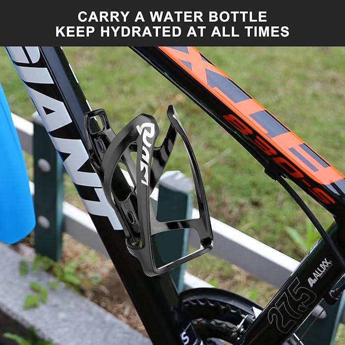 Bike Water Bottle Holder with Screws Lightweight Cycling Bicycle Water Bottle Holder for Road, Mountain Bike (Black-2Pcs)