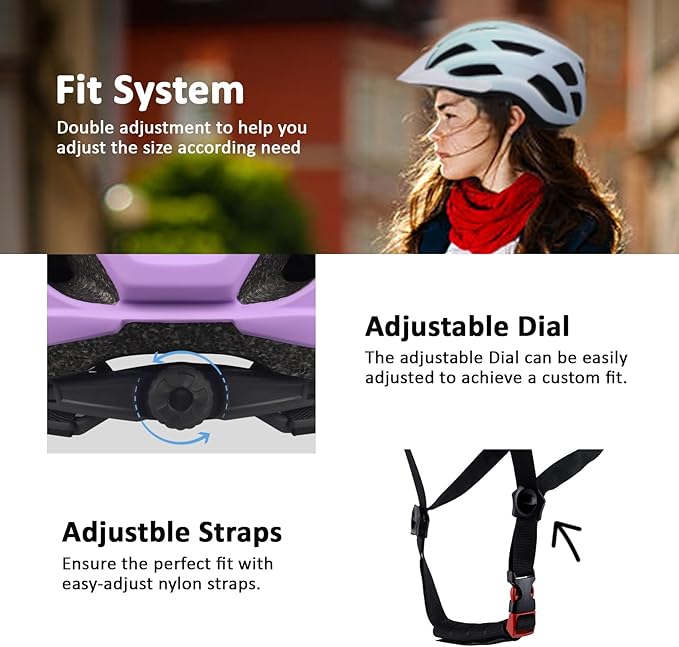 Bike Helmet for Adults Women Men Youth Kids, Lightweight Mountain Road Bicycle Cycling Helmets with Adjustable Dial & Removable Visor