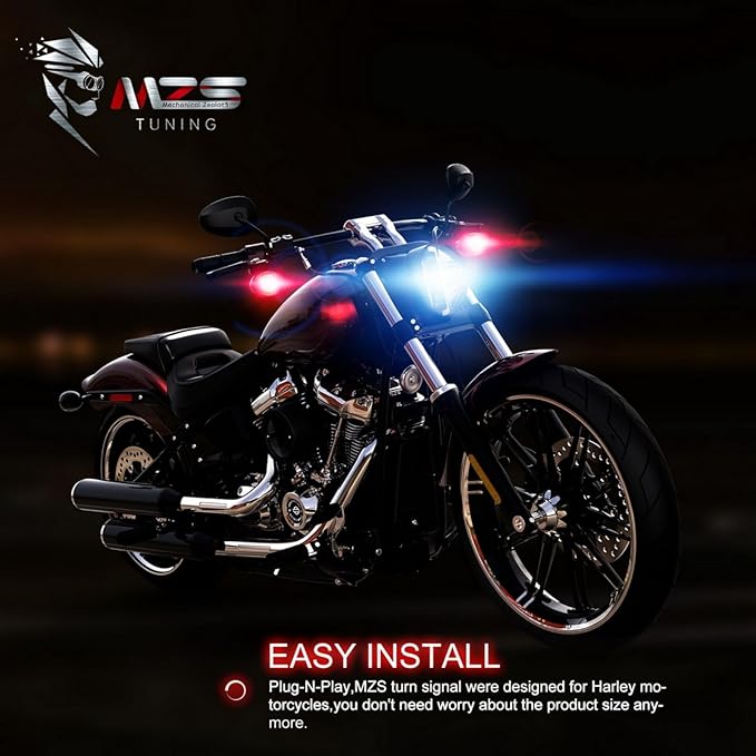MZS 1156 Rear Motorcycle LED Turn Signals, Amber Upgraded LED Beads 2" Bullet Style Single Contact Compatible For Most Family Motorcycles-Pack of 2