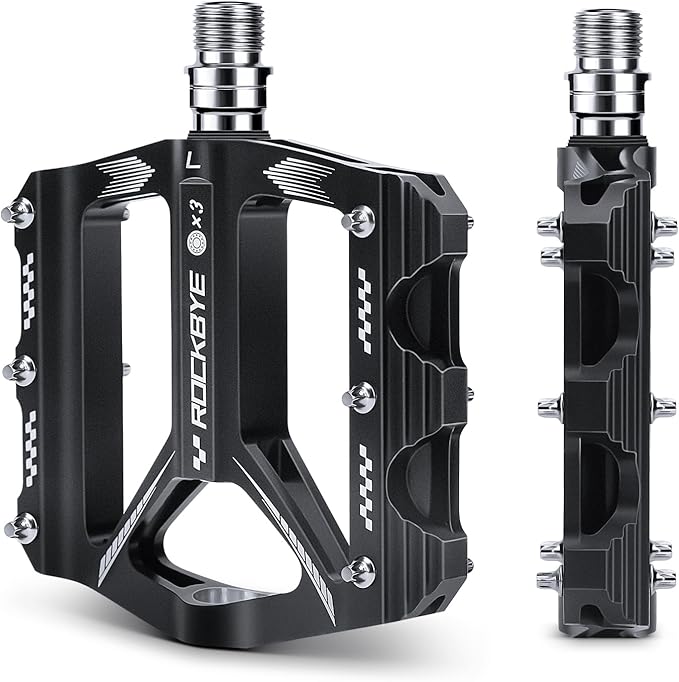 Bike Pedals- 9/16" Lightweight Mountain Bike Pedals with 3 Sealed Bearings Non-Slip Wide Platform,Easy Installation Bicycle Pedals for Road Mountain BMX MTB Bike