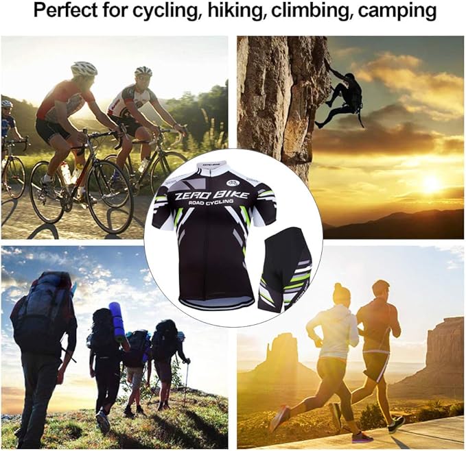 Men's Short Sleeve Breathable Cycling Jersey Set 3D Padded Bicycle Shorts Sportswear Suit Quick Dry