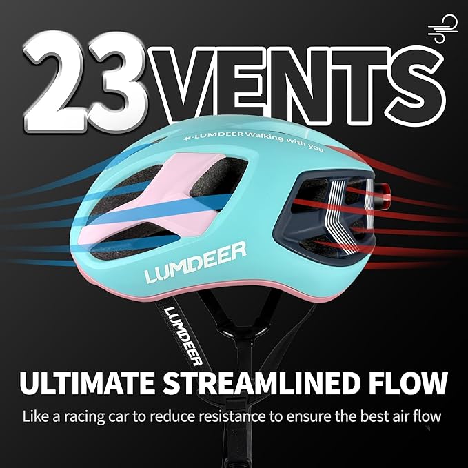 LUMDEER Adult Bike Helmet for Men and Women-Magnetic Taillight, Magnetic Clasps, Lightweight Shockproof, CPSC Safety Certified for Aerodynamic Road Cycling, Mountain Biking & Cyclocross Helmet