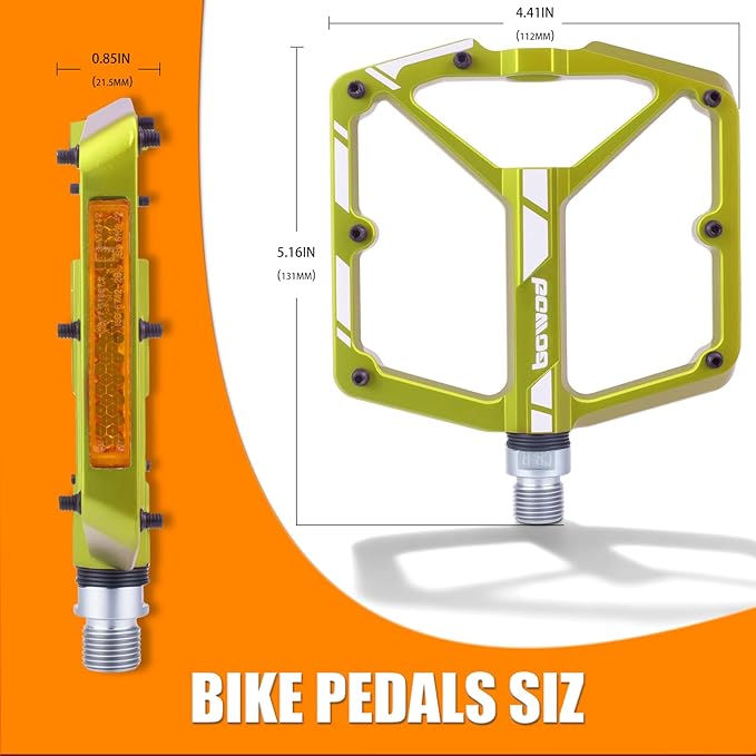Bike Pedals 9/16" Lightweight Non-Slip Bicycle Platform Pedals - Fits Most Adult Bikes & Mountain Bikes &MTB, Road Bikes and Slip-Resistant Design