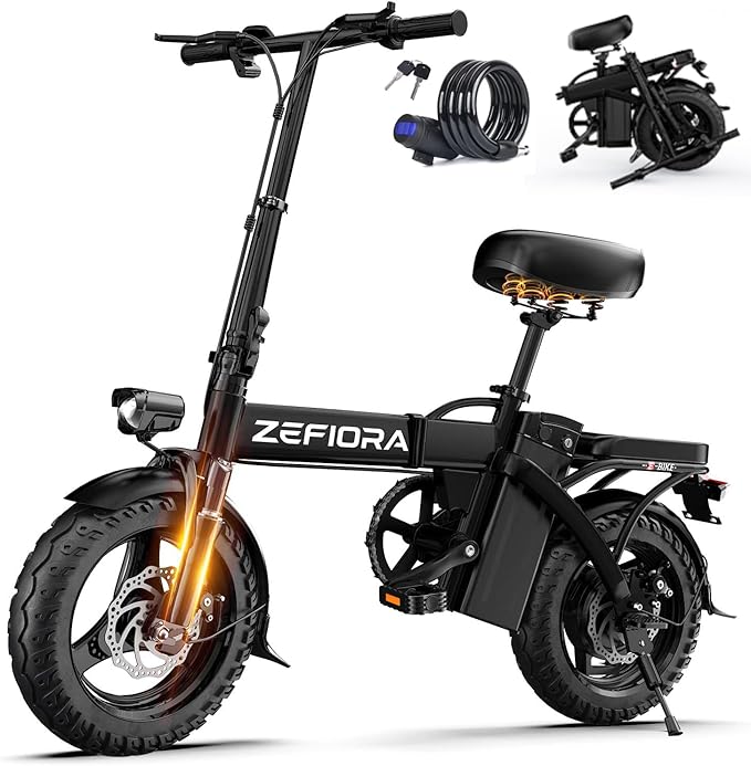Electric Bike for Adults Teens, 800W Peak Motor, 25MPH Folding Ebike, 30 Miles, 48V 10AH Removable Battery, 14" Foldable Electric Mini Bike for Commute Outdoor