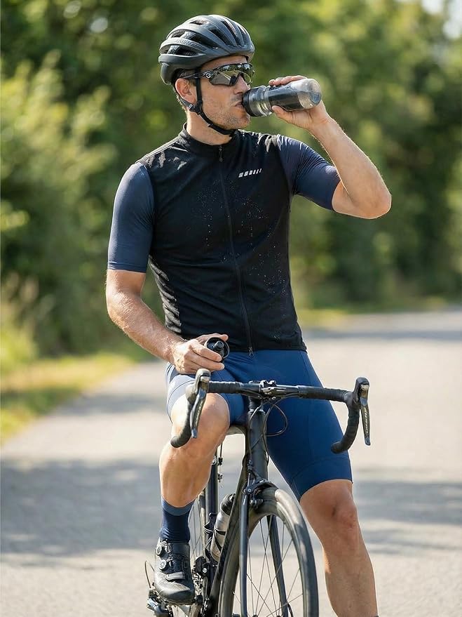 qualidyne Men’s Sleeveless Cycling Jersey, Full Zip, Quick-Dry Breathable Lightweight Knit, 3 Rear Pockets