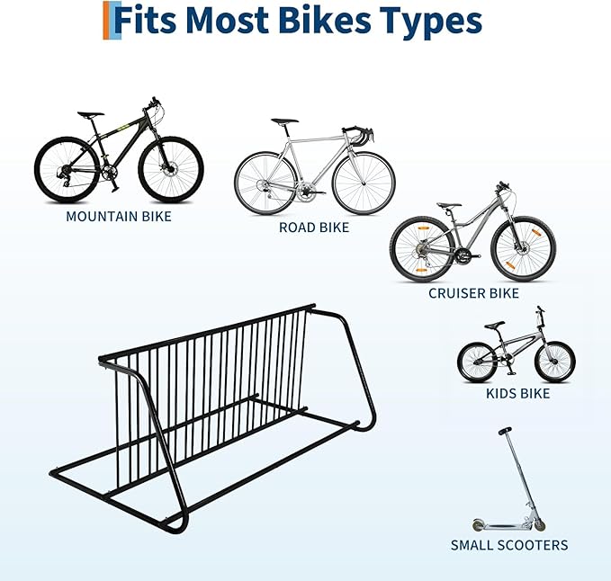 Double Side 12 Bike Floor Rack 71 Inch Length Freestanding Bicycle Parking Stand In Ground Grid Design for Garages Streets Yards and Bike Events Heavy Duty Storage 71" x 38" x 29.3"