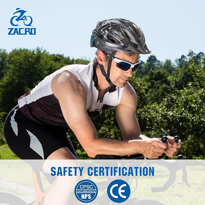 Zacro Adult Bike Helmet Lightweight for Men Women Comfort with Pads&Visor, Certified Bicycle Helmet for Adults Youth Mountain Road Biker