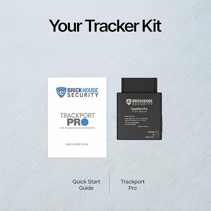 Brickhouse Security TrackPort Pro - Diagnostic GPS Tracker for Vehicles, Car Location, Speed, Battery Health, Mileage, Vehicle Diagnostic Data Report - Plugs into OBD Port - Subscription Required