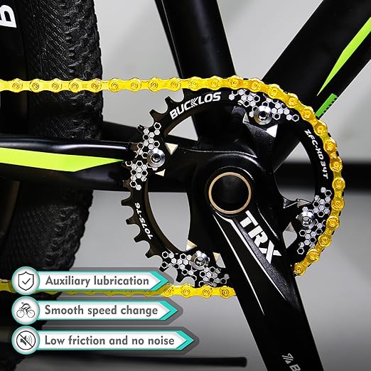 BUCKLOS 6/7/8/9/10/11/12 Speed Bike Chain, High Performance Lightweight Bicycle Chains for Road Bike/Mountain Bike/Ebike,Compatible with Shimano, SRAM, Campagnolo Silver/Gold