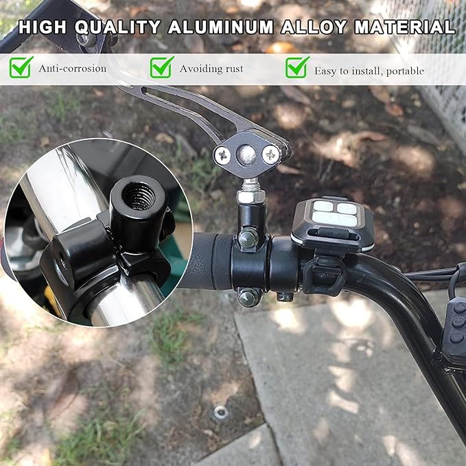 2PCS Motorcycle Mirrors Mounts, 7/8" Handlebar Mirror Mount Clamp Adaptor with 10mm Thread, Aluminum Alloy Rearview Mirror Bracket Clamp for Motorcycle Dirt Bike Scooter