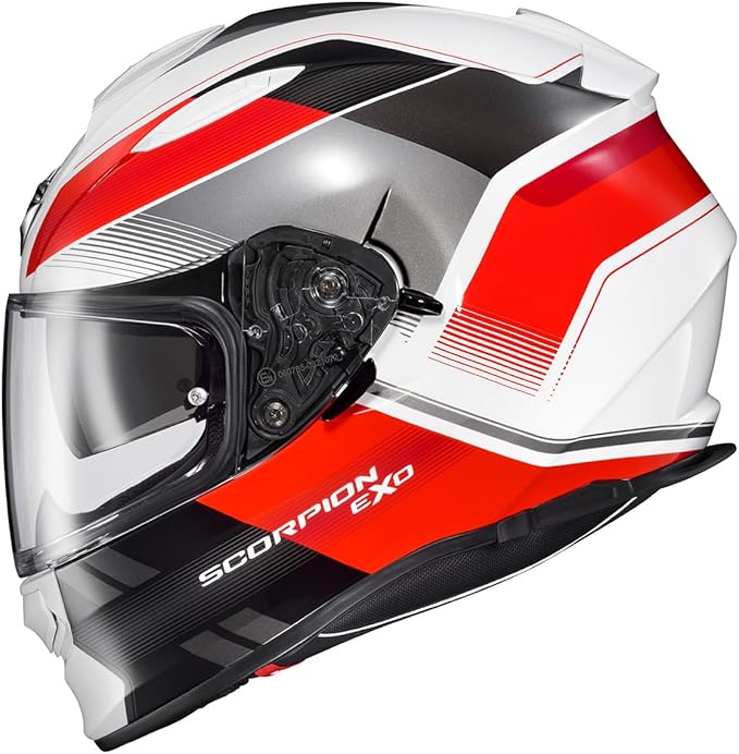 ScorpionEXO Ryzer Full Face Motorcycle Helmet with Pinlock Ready Shield with Integrated Speaker Pockets DOT ECE Approved Edge (Red - X-Large)