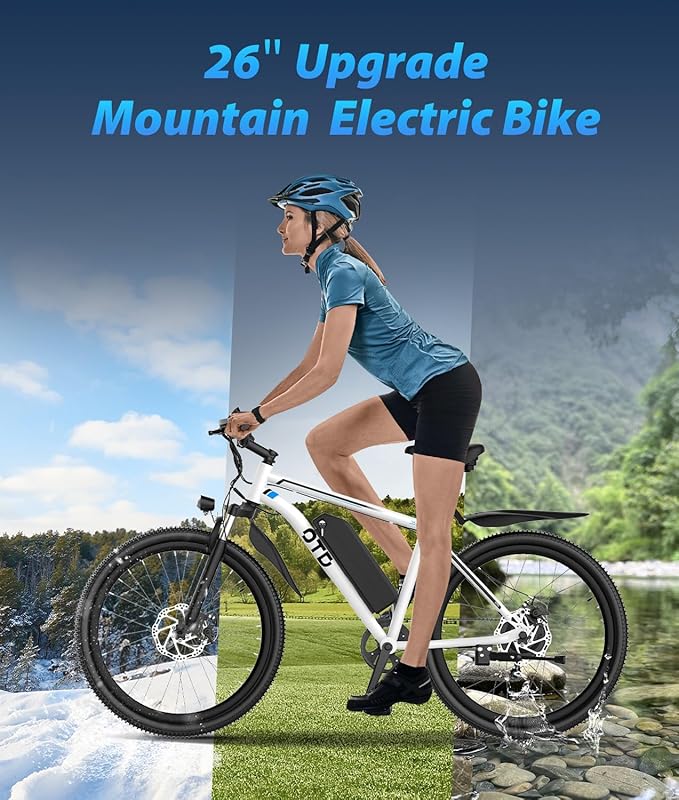 28 MPH Electric Bikes for Adults 1600W Peak Motor EBike 26 inch 90 Miles Max Range Mountain Ebikes with 48V Removable Battery Electric Bicycle with Front Suspension 7 Speed E Bike