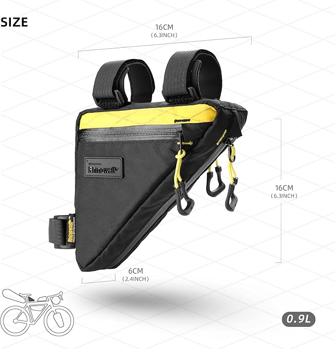 Rhinowalk Bicycle Front Frame Bag Waterproof Bicycle Bag 0.9L Cycling Accessories Nylon Pack Pouch for MTB Road Bike Cycling Commuting and Outdoor Adventures
