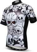 Men Cycling Jersey Skull Bike Short Sleeve Tops Quick-Dry Reflective 3-Pockets S-3XL