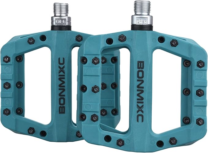 Mountain Bike Pedals Nylon Lightweight MTB Pedals Non-Slip Bicycle Pedals Large Platform Sealed Bearing 9/16” Thread